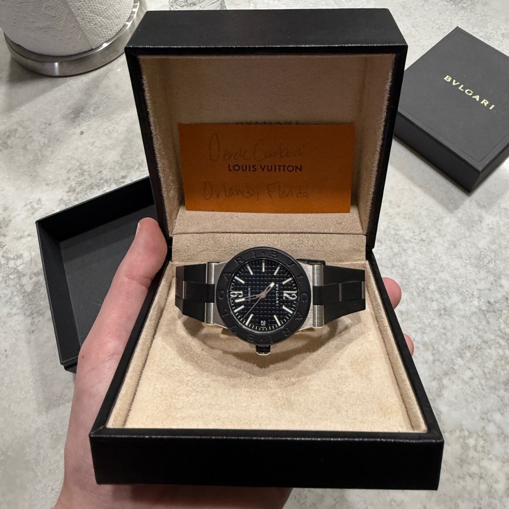 Bvlgari Diagono 35mm Stainless Steel and Rubber Watch *HARD TO FIND*